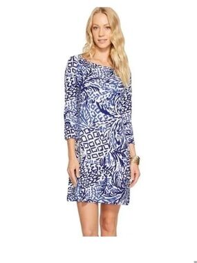 LILLY PULITZER SOPHIE DRESS INDIGO HONE SLICE BLUE PINEAPPLE PRINT SIZE XL
